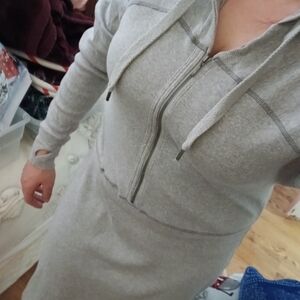 Athleta Light Gray Women's Hoodie Sweatshirt